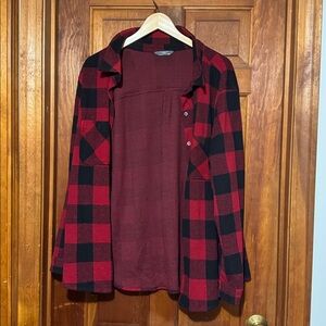 Fleece plaid button up